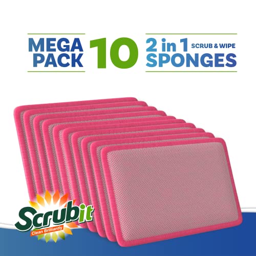 Scrub and Wipe Scrubbing Pads [10 Pack] (Pink)