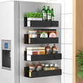 Metal Magnetic Spice Rack for Refrigerator with Hooks Matt Black (4 Pack / Matt Black)
