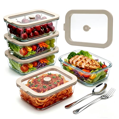 35 oz Glass Food Storage Containers with Glass Lids (35oz)