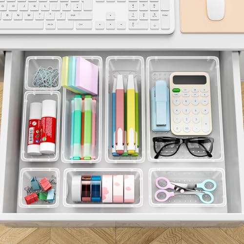 24 PCS Drawer Organizer Set (Milky / 24 Pcs)