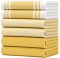 Premium Kitchen Towels 6 Pack 100% Cotton 20"x28" Dish Towels (Yellow Wide Stripe / Kitchen Towels - Mixed Styles (6 Pack))