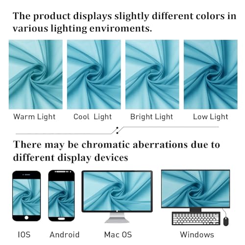 Turquoise Sheer Curtains 63 Inch Length 2 Panels (Turquoise / 40"W x 63"L (Pack of 2))