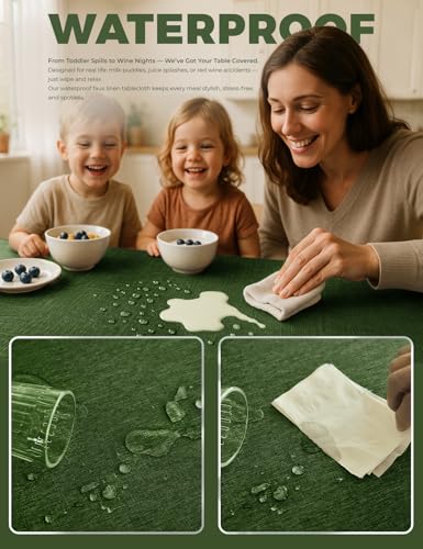 Waterproof Table Cloth for 10ft Rectangle Table (Dark Green / 144" x 60" (Rectangular))