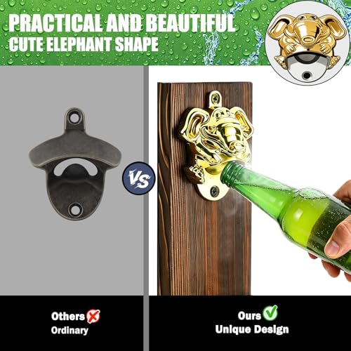 Beer Bottle Opener Wall Mounted with Bottle Cap Catcher for Fridge
