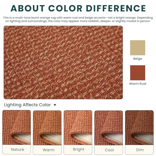 Orange Washable 5x7 Living Room Rug (Burnt Orange/Tan / 5' x 7' (Rectangular))