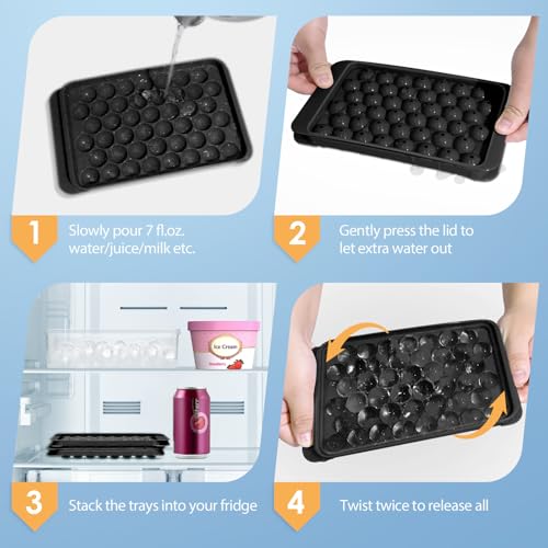 Ice Cube Tray with Lid and Bin (0.8"-2 pack / Black)