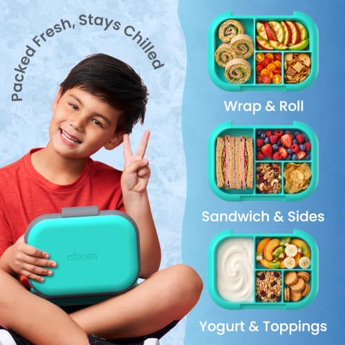 Chill Kids 4 Compartment Bento Box Leakproof Lunch Box (Electric Aqua)