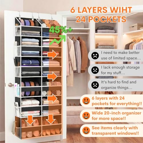 Over The Door Organizer 6 Tiers (Black / 6 Tiers)