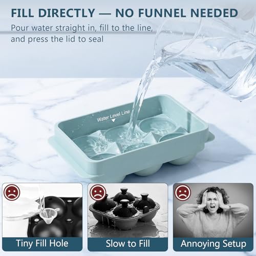 1.9 Inch Large Ice Cube Molds (1.9In*6 Balls / Blue/2 Pack)