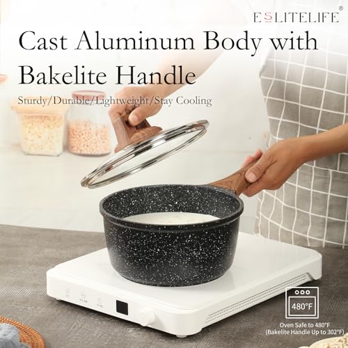 Nonstick Sauce Pan with Lid (1.5 Quarts / Black)