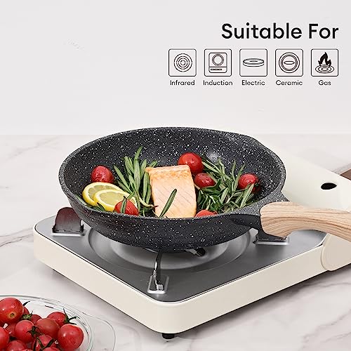 8 & 9.5 & 10 Inch Nonstick Frying Pan Sets for Cooking (Gray / 8"+9.5"+11"/3 pcs)
