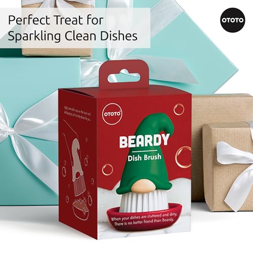 New! Beardy Gnome Dish Brush by Ototo (Beardy Green)