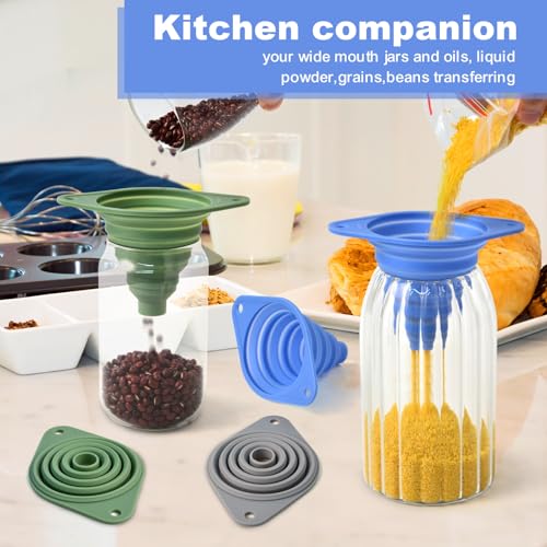 Kitchen Funnel Set 3 Pack (3 Pack-Blue,Green,Gray)