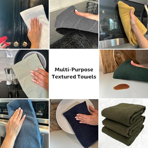 Olive Green Kitchen Hand Dish Towels (Olive Textured)