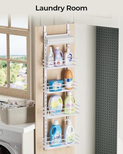 5 Tier Narrow Pantry Door Organizer (White-5)