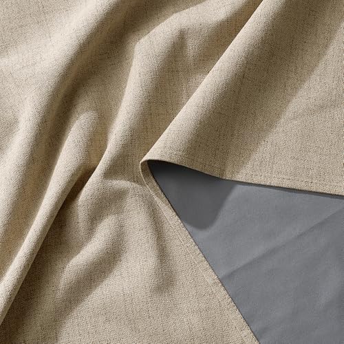 Burlap 100% Blackout Linen Curtains 78 Inch Long for Bedroom (Burlap / 52"W x 78"L (Pack of 2))