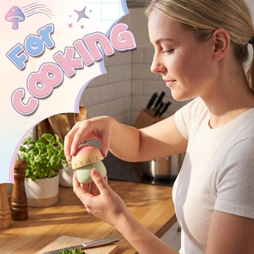 4 Pcs Cute Mechanical Kitchen Timer Mushroom 60 Minutes (Mushroom)