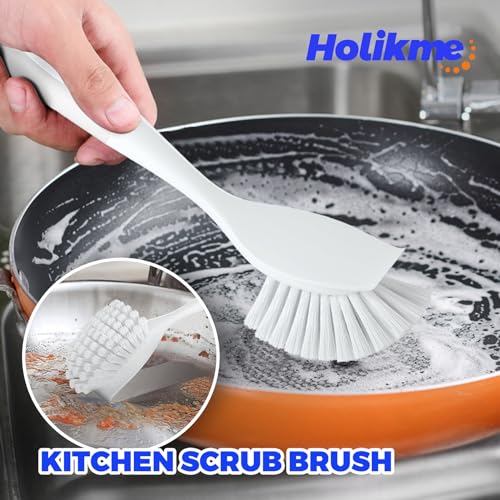 Dish Brush Cleaning Brush Set for Cleaning Groove Gap (White)
