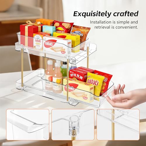 4pack 2 Tier Organizer & Storage Unit Stackable Bathroom Cabinet Organizer Pull (4pack)