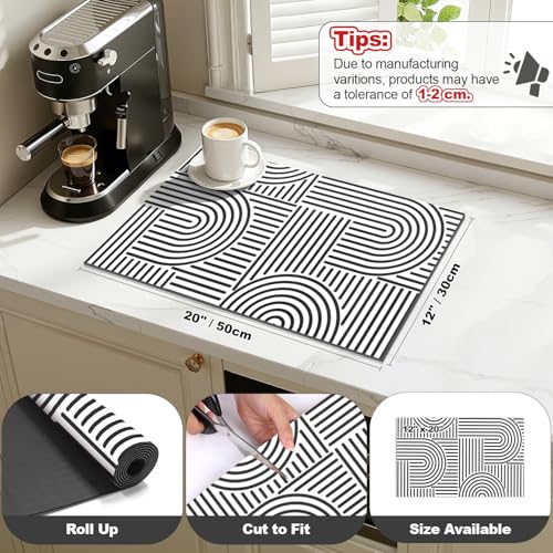 Geometric Dish Drying Mat (Geometric-Black / 12" X 20")