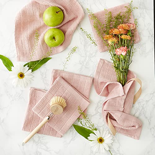 Basic Terry Collection Solid Windowpane Dishcloth Set (Pale Mauve / 12x12")