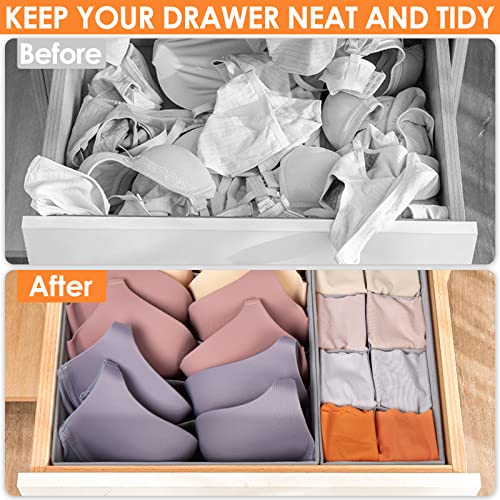6 Pack Sock Underwear Drawer Organizer Dividers (6 Pack / Grey)