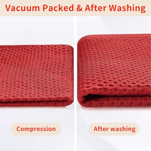 100% Cotton Waffle Weave Kitchen Dish Cloths 24 (Brick Red / 12 X 12 - 24 Pack)