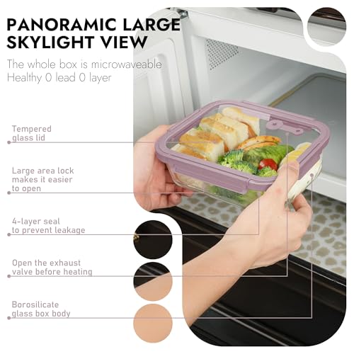 10 Pack Glass Food Storage Containers with Tempered Glass Lids