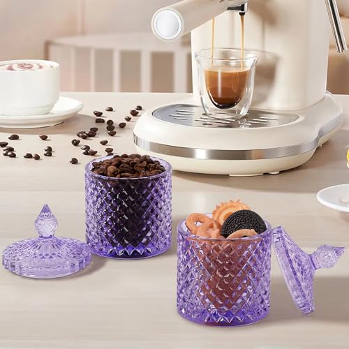 2 Pack Qtip Holder Apothecary Jars with Lid (10 oz (2 pack) / Purple)