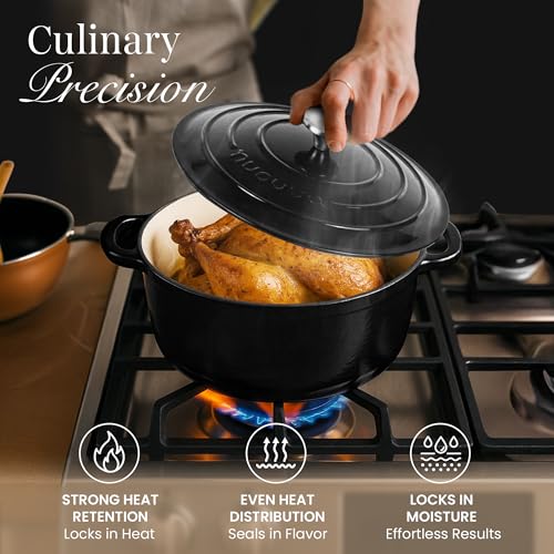 Cast Iron Pot with Lid (Black / 5-Quart - Deep)