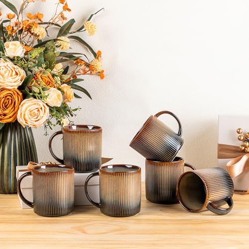 Ceramic Coffee Mugs Set of 6 (Cocoa Mocha / 14 OZ (Set of 6))