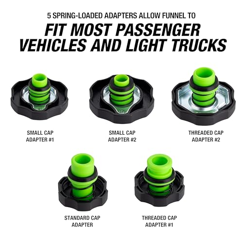 No Spill Professional Quality Coolant Funnel Kit with 5 Adapters (Professional Quality)