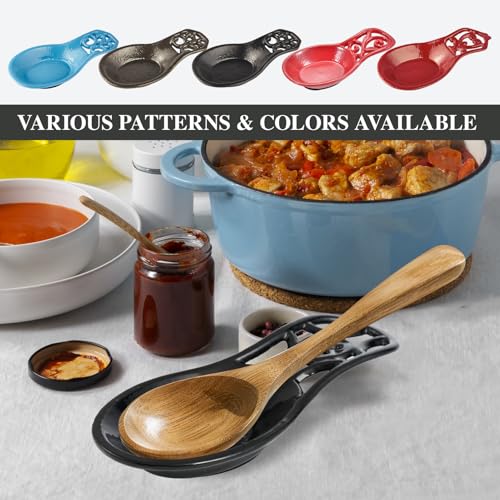 Cast Iron Spoon Rest (Black / Floral Scrollwork)