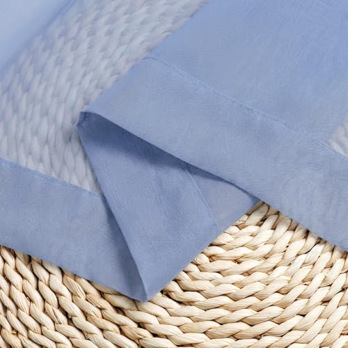 Sheer Curtains 54 Inch Long 2 Panels Set (Denim Blue / 42"W x 54"L (Pack of 2))