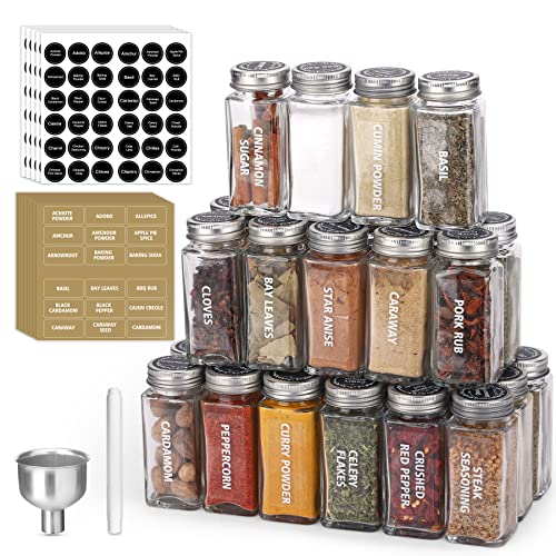 28 Pcs Clear Glass Spice Jars