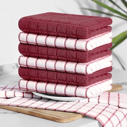 Large Premium Cotton Kitchen Towels 16"x 28" (Red / 16" X 28" - 4 Pack)