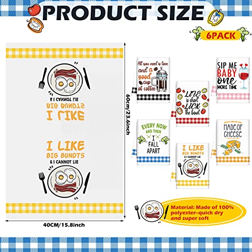 6 Pcs Funny Kitchen Towels with Sayings (Wacky)