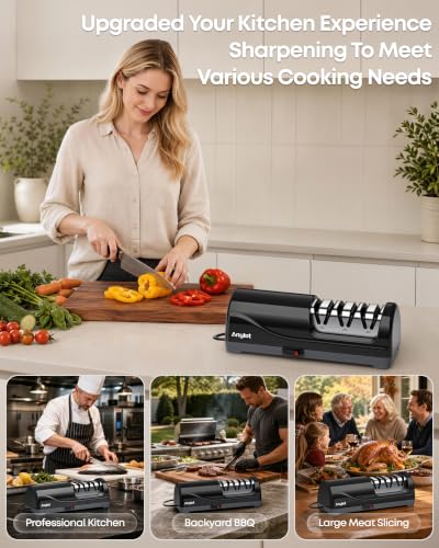 Electric Knife Sharpener for Kitchen (Black)