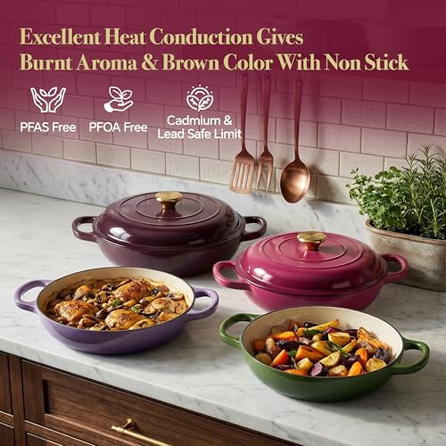 3 Quart Enameled Cast Iron Braiser (Rose)