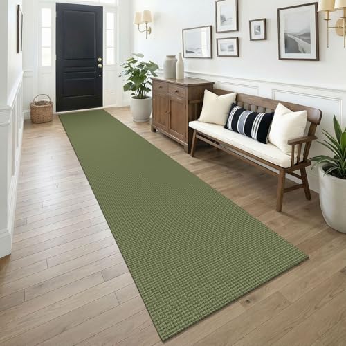 Cotton 2.5'x14' Runners Rugs for Hallway (Olive Green/Earthy Green / 2'8" x 14' (Runner))