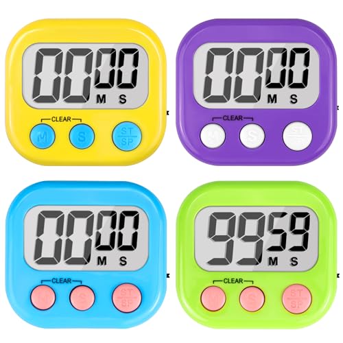 Digital Timer for Kids Teacher Supplies Classroom Timer for Study Learning Management Kitchen Work Exercise (Blue Green Yellow Purple)