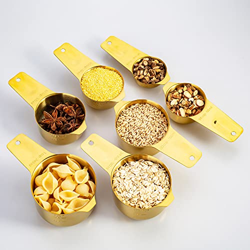 7-Piece 18/8 Stainless Steel Measuring Cups Set, Gold (7 Piece / Gold)