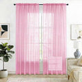Check Sheer Curtains 72 Inches 2 Panels Set (Check - Pink / 52"W x 72"L (Pack of 2))