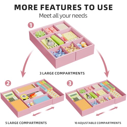 Expandable Desk Drawer Organizer (Pink)