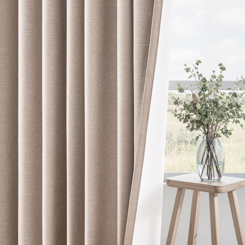 Black Out Living Room Boho Curtains 78 Inch Long 2 Panels Set Room Darkening Insulated Thick Linen Textured Curtain Drapes Cabin Bay Window Treatments with Back Tab Natural Beige (Natural Beige / 52"W x 78"L (Pack of 2))
