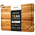 Teak Wood Cutting Board for Kitchen Non Slip Charcuterie Board (20"L x 14"W)