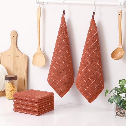 100% Cotton Terry Kitchen Towels (Rust / 12 X 12 - 8 Pack)