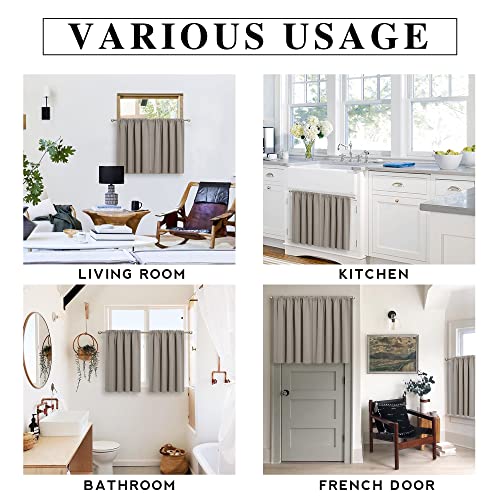 Short Blackout Privacy Curtains 30 inch Long for Bathroom Window (Sand / 42"W x 30"L (Pack of 2))