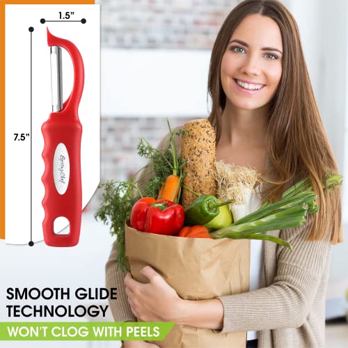 Swivel Vegetable Peeler with Ergonomic Handle (Red)