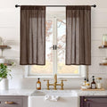 Brown Linen Kitchen Curtains 40 Inch Length (Brown / 30"W x 40"L (Pack of 2))